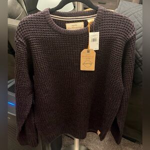 Weatherproof Women's Waffle Knit Crewneck Sweater - burgundy marble color